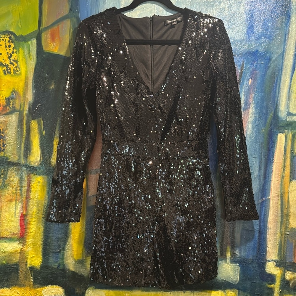 Haoduoyi black sequin romper medium